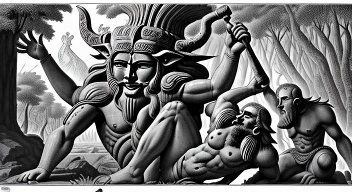 Epic Battle: Gilgamesh and Enkidu Defeat Humbaba