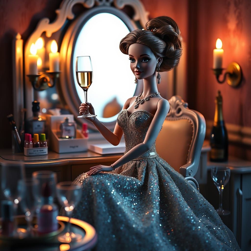 barfly barbie doll says just drink until I'm pretty!