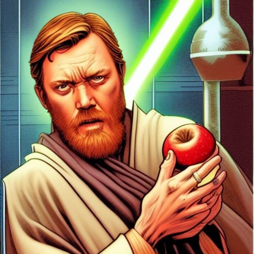 obi wan eating an apple