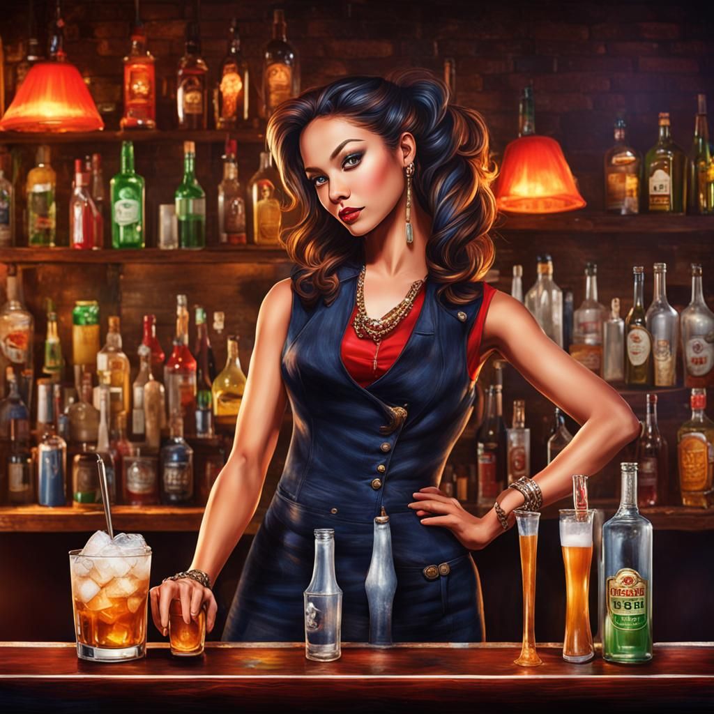 Attractive Bartender in Coyote Ugly Style