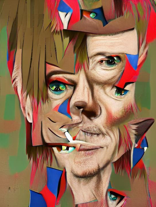 David Bowie Portrait in Jamie Hewlett Style