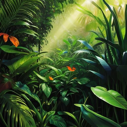 Vibrant Fauvist Frogs in a Lush Forest