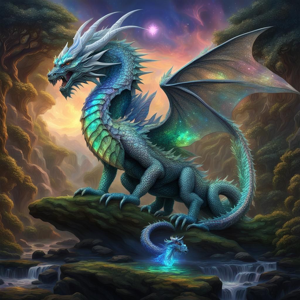 Iridescent Dragon Fae in Digital Matte Painting