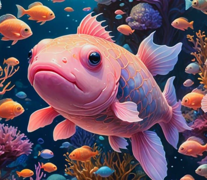 Adorable Blobfish with Big Eyes: Detailed Matte Painting