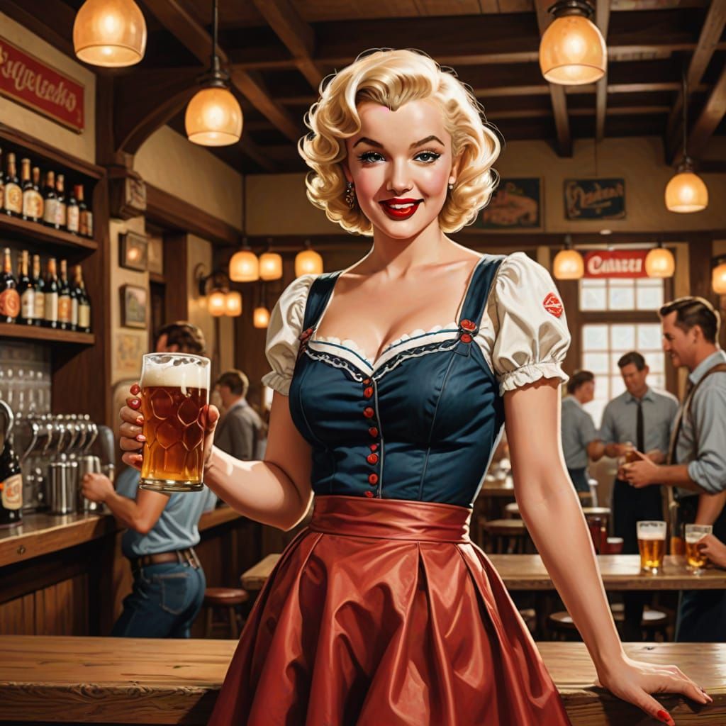 Vintage Pin-Up Beauty in a Beer Hall Dirndl