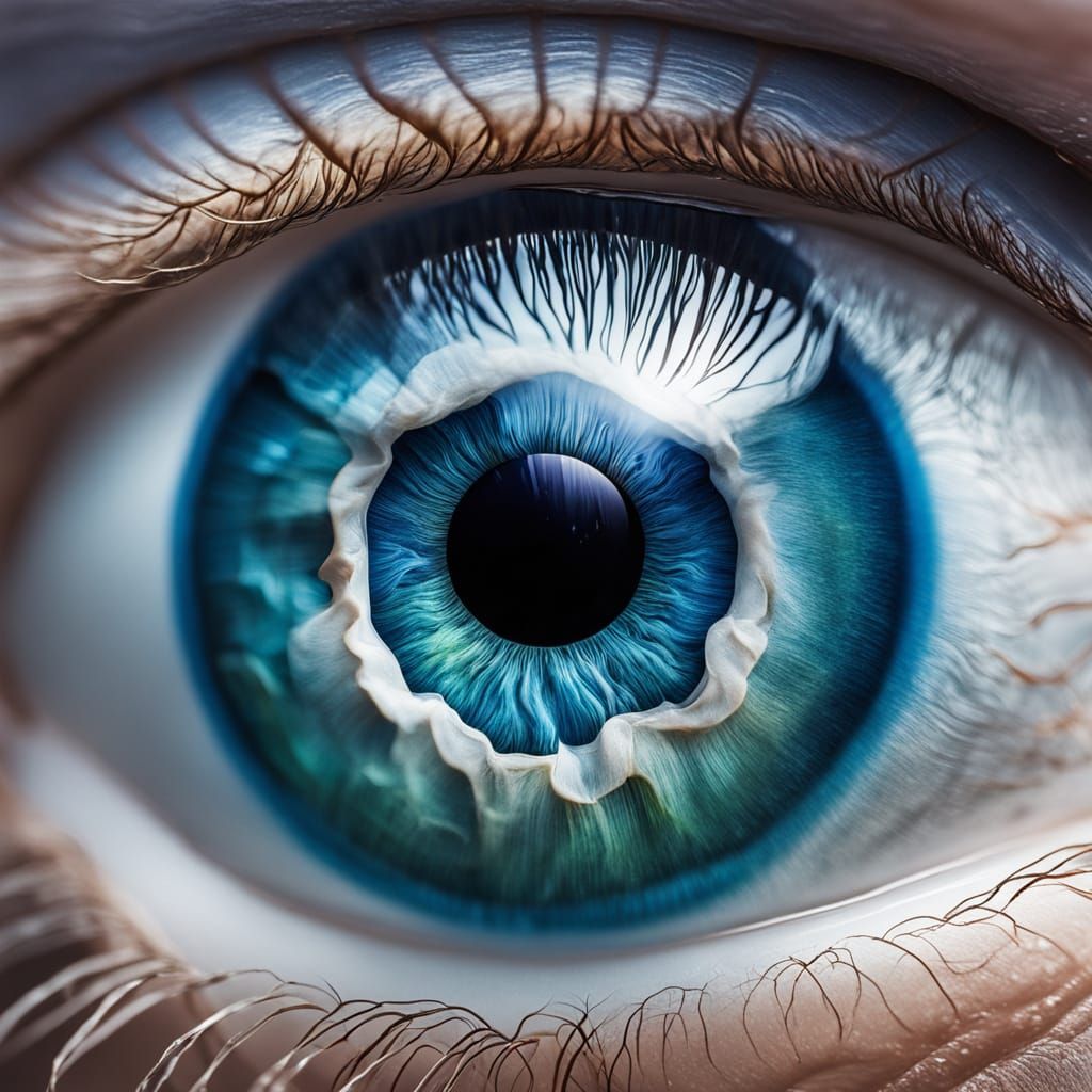 Surreal Eye Reflecting Ocean, Macro Photography