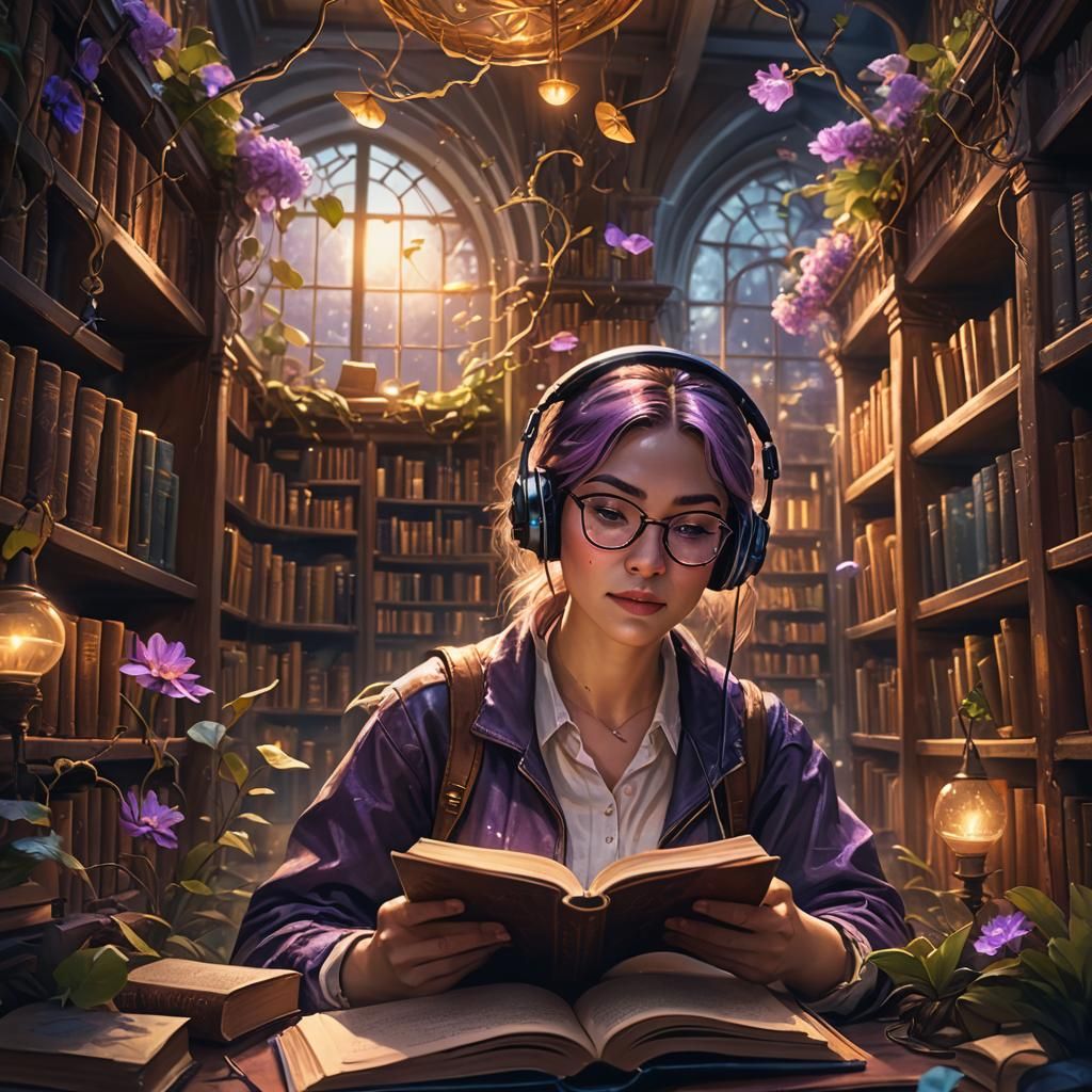 Mystical Library Reader: Fantasy Concept Art