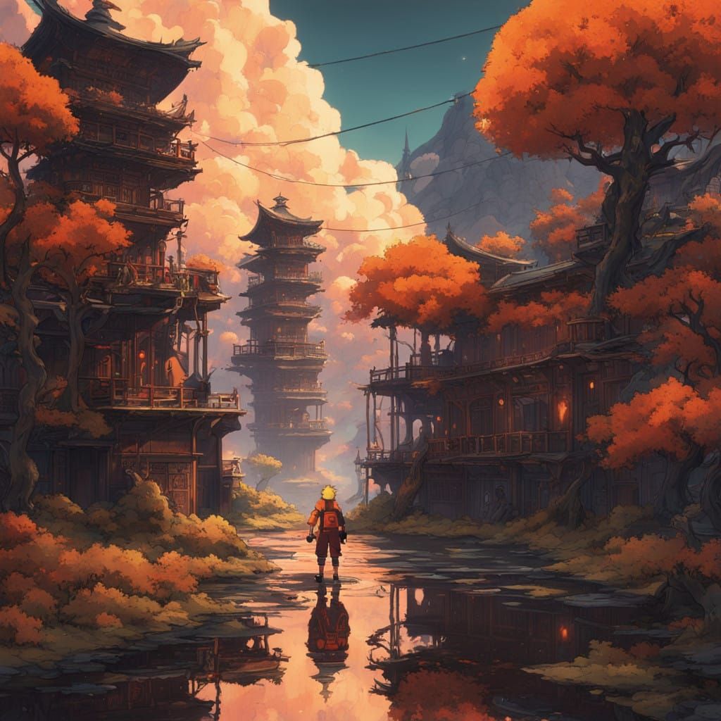 Majestic Naruto Holographic Projection in Epic Anime Landsca...