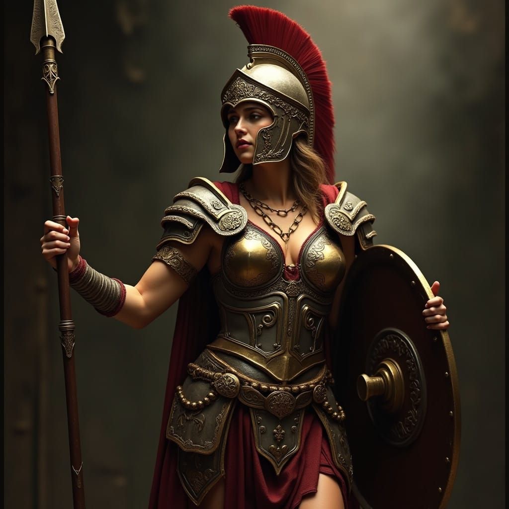 Elegant Roman Warrior in Ornate Armor