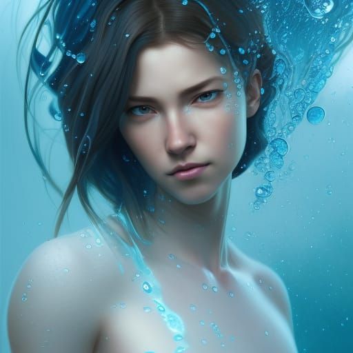 Water Bender Portrait in Hyperdetailed Digital Art