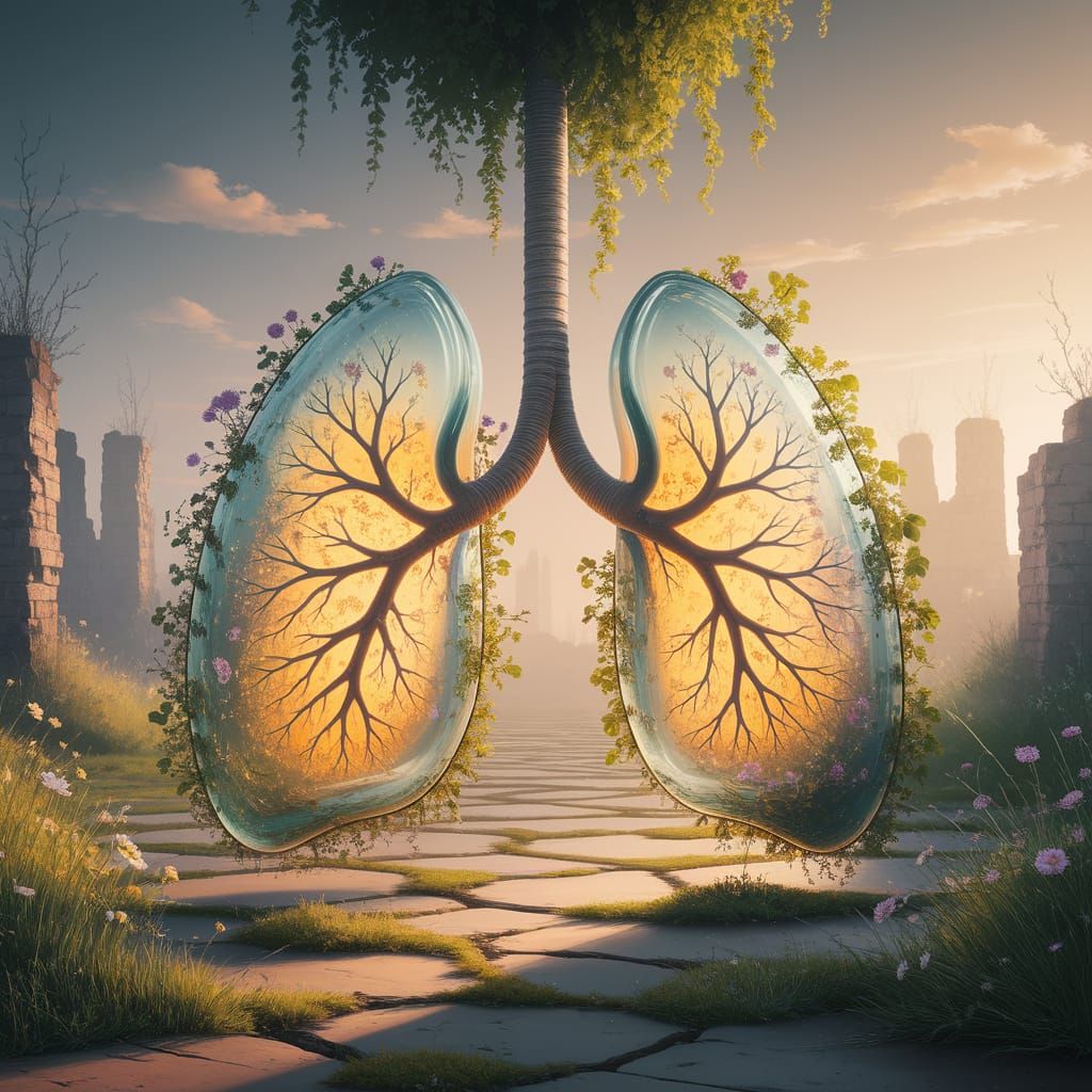 Vibrant Renewal in a Barren Wasteland with Delicate Glass Lu...