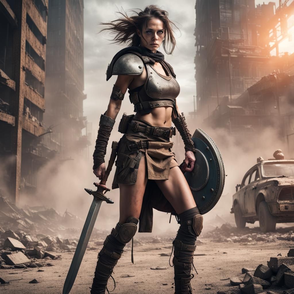 Warrior Woman Battles in Dystopian Post-Apocalyptic Future