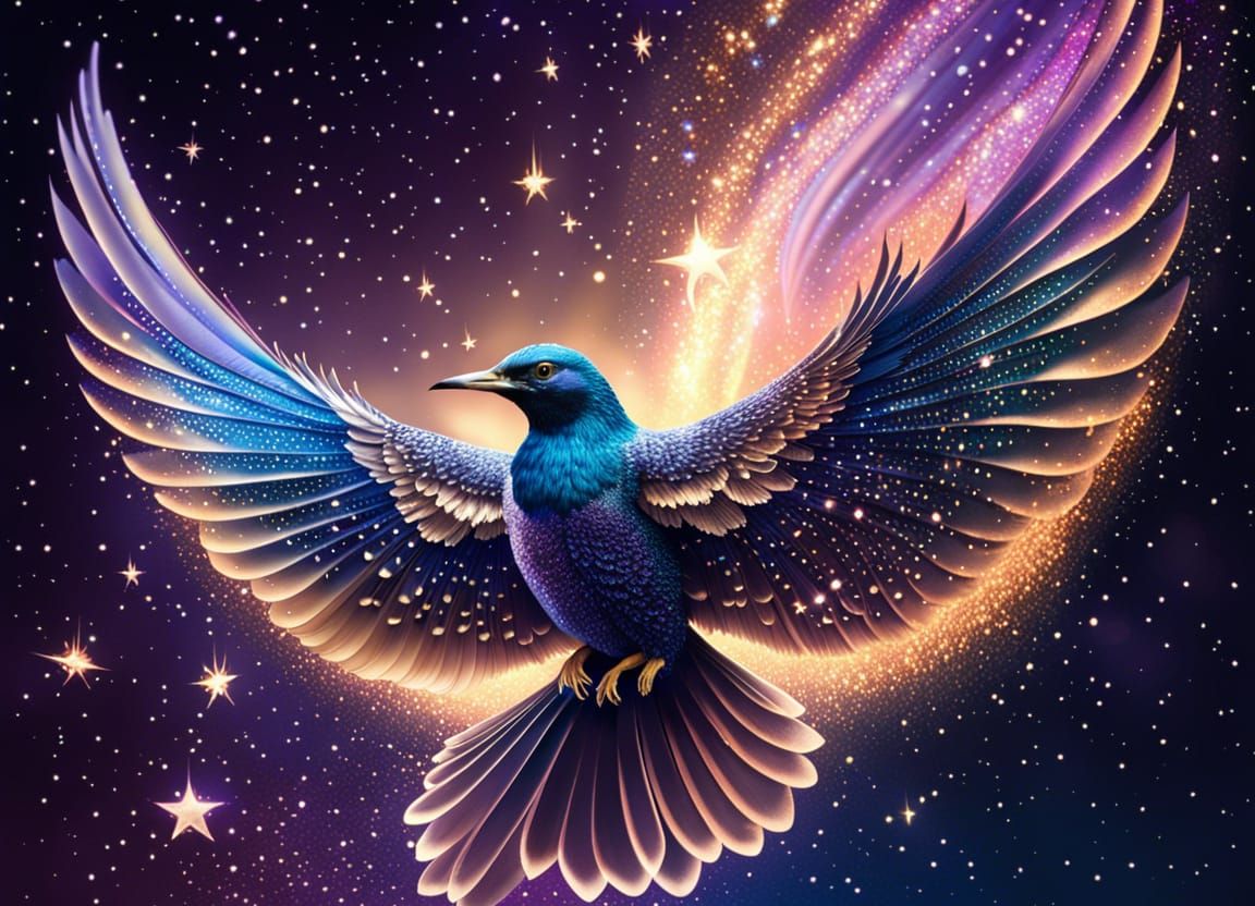 Glittering Bird in Flight: A Cosmic Dream