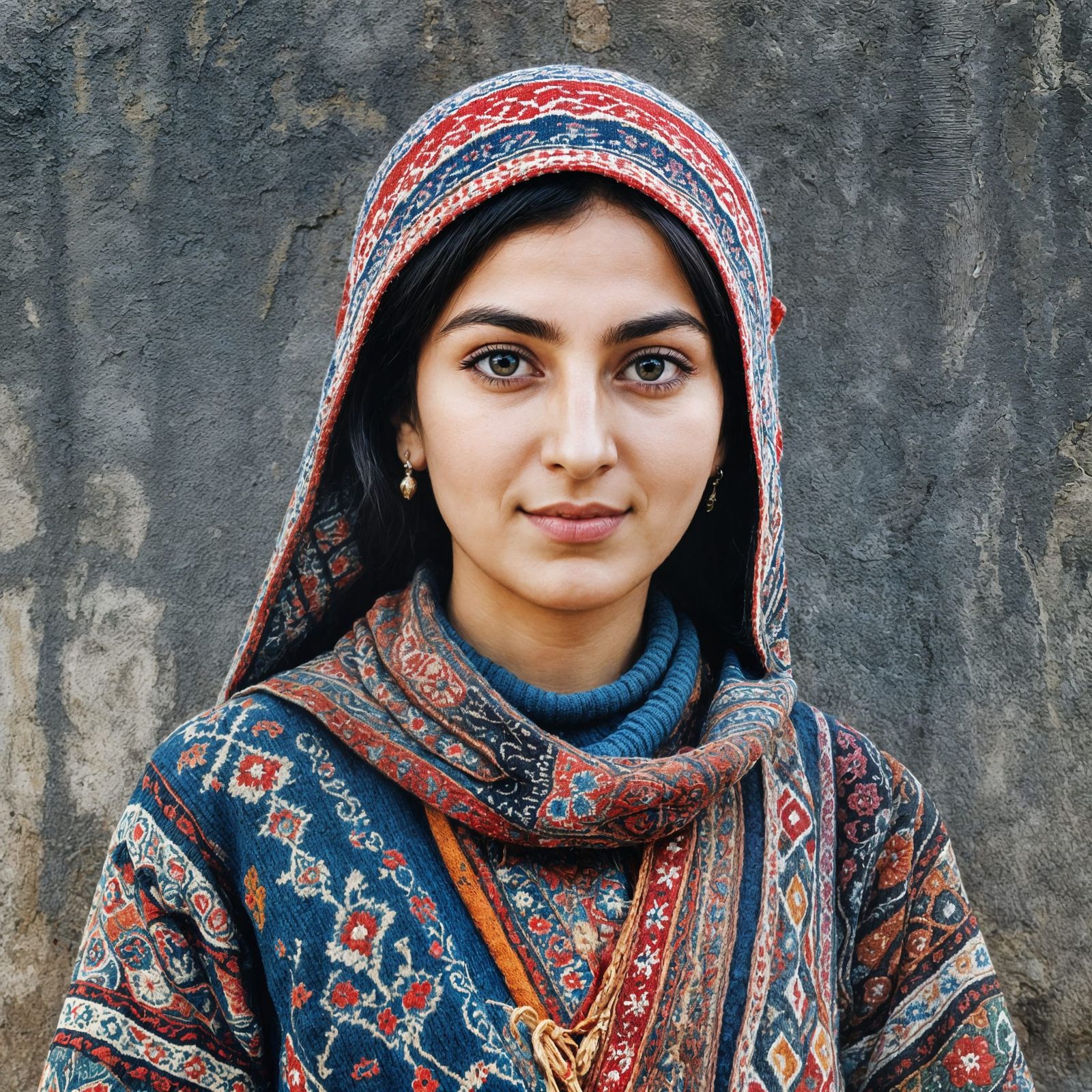 Azerbaijani Woman in Traditional Knitted Jorabs