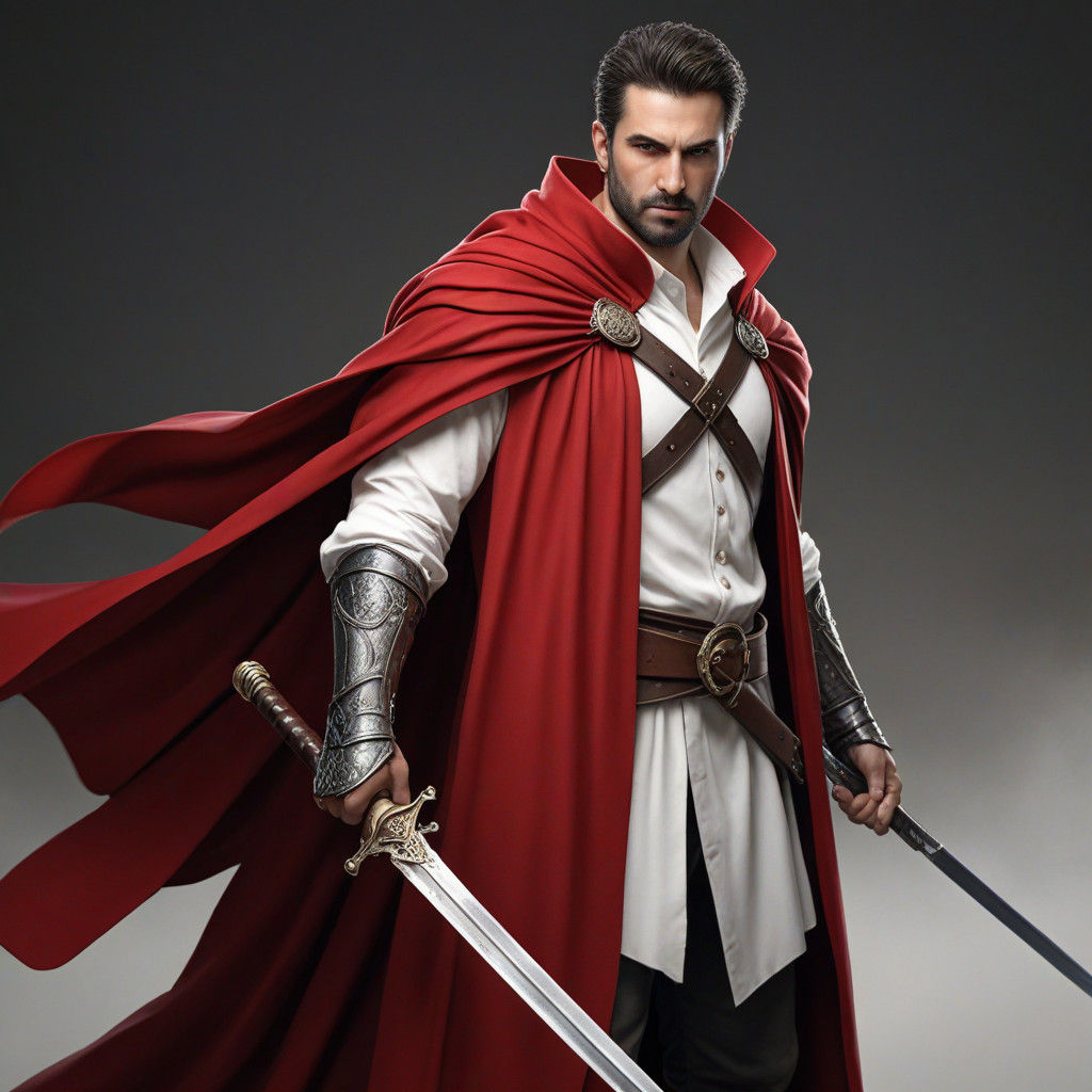 Medieval Warrior in Regal Attire