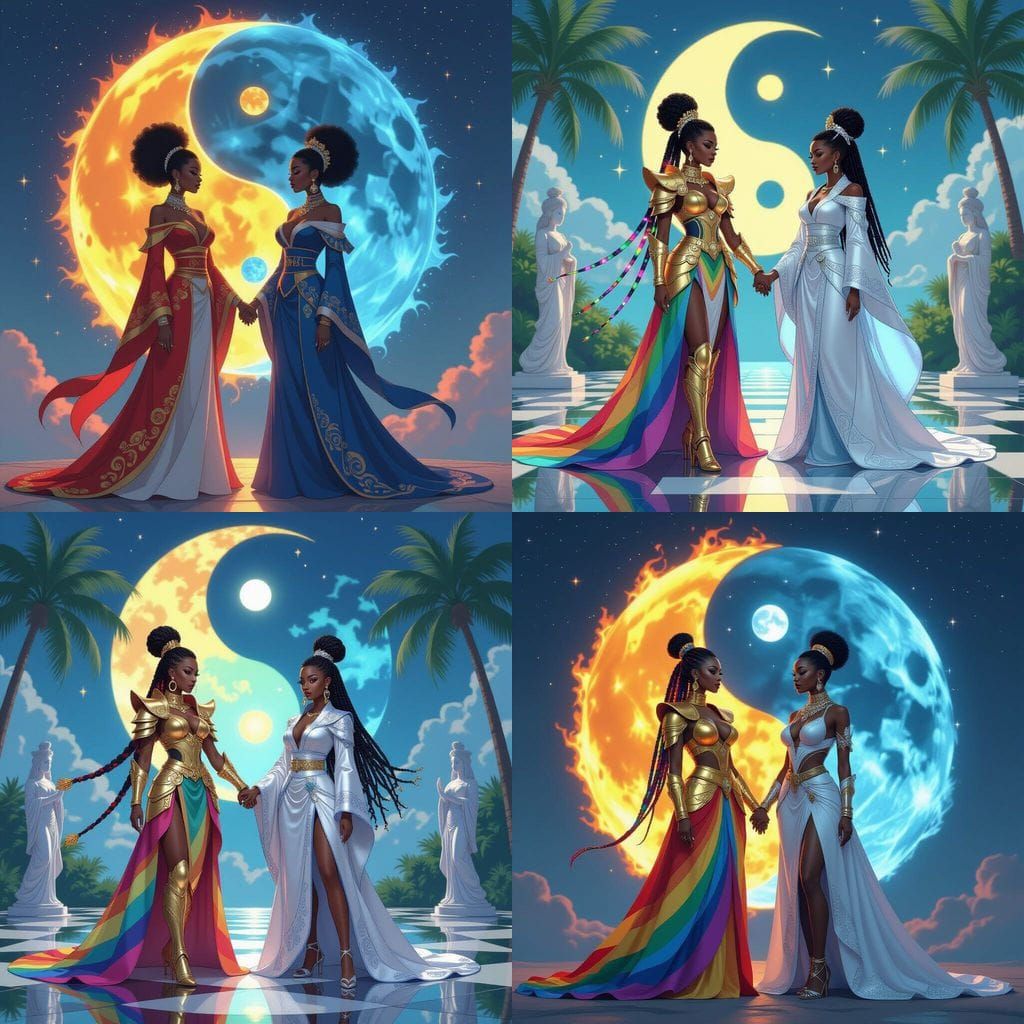 Regal Black Women: Sun and Moon Unity