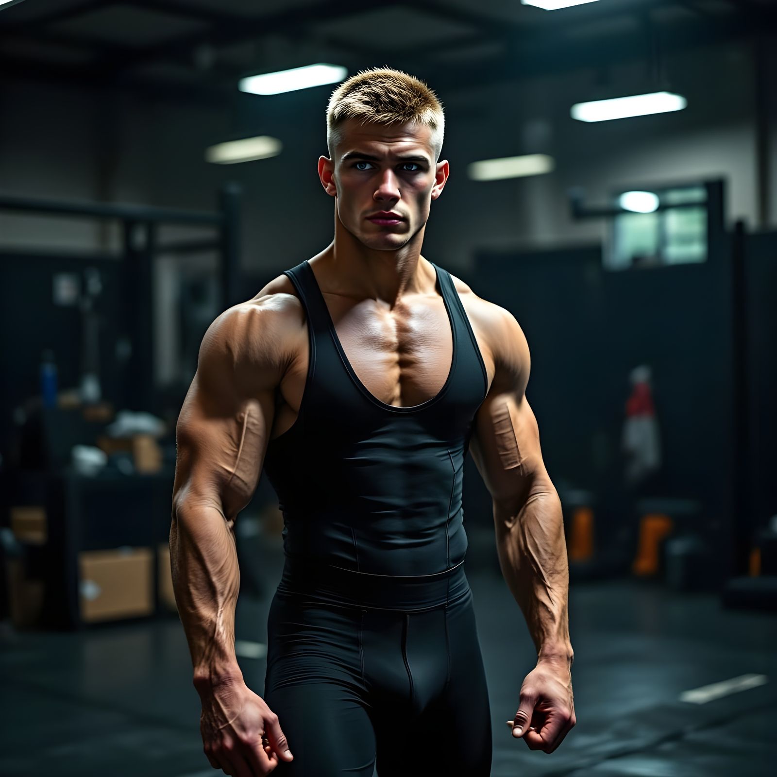 Young Wrestler in Intense Collegiate Match