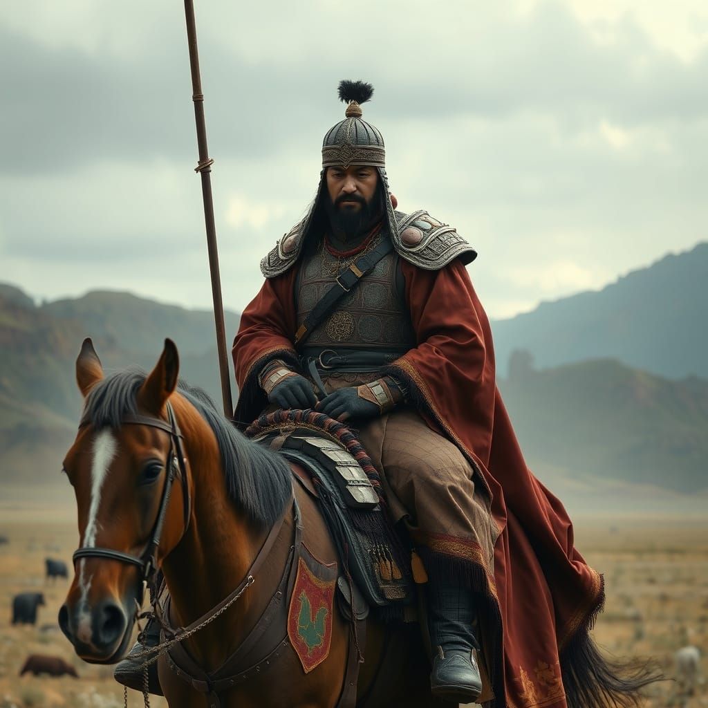 Jochi Rides: Mongolian Landscape in Surreal Style