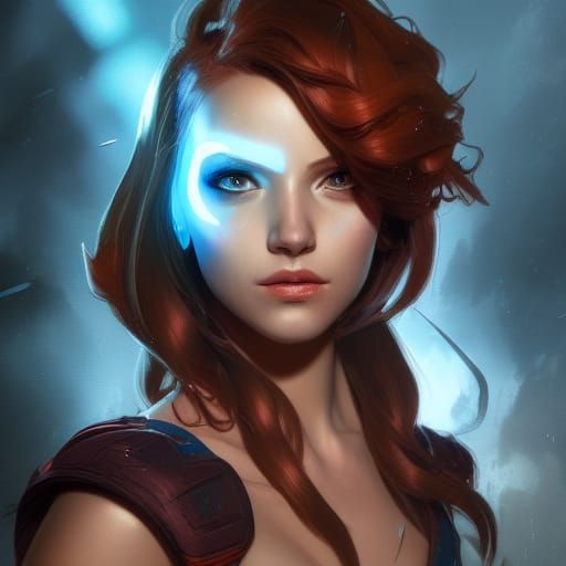 Detailed Fantasy Portrait in Triadic Colors