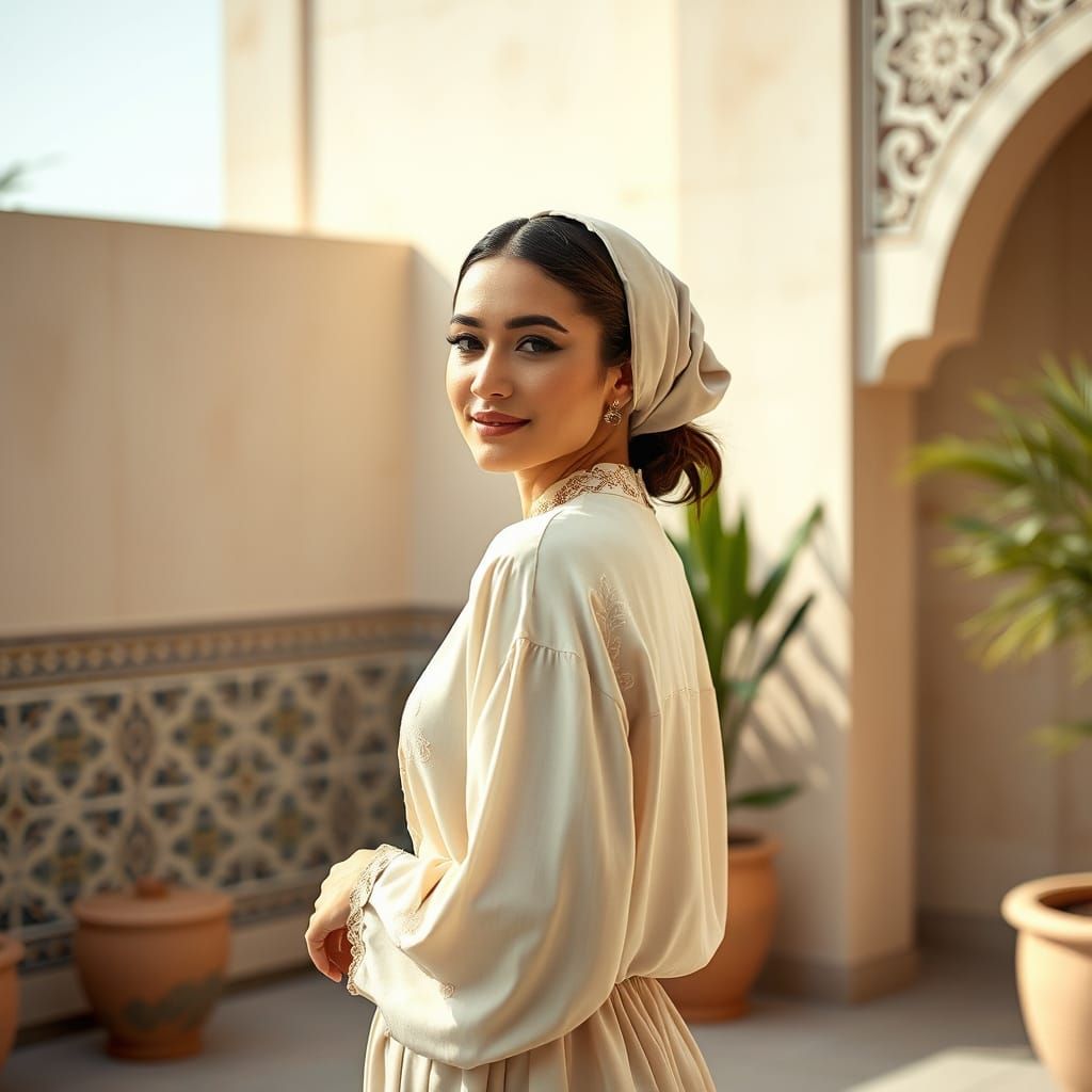 Modest Middle Eastern Model in Elegant Islamic Art Style