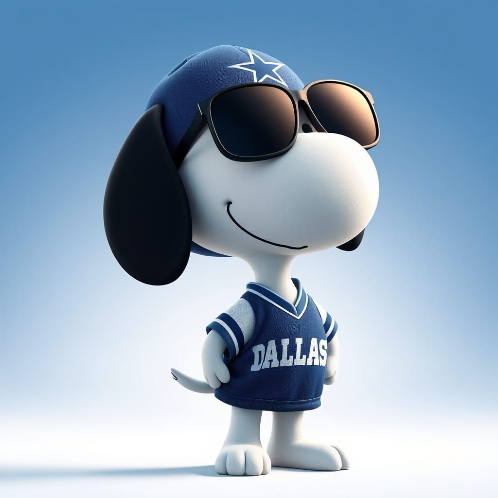 Snoopy Sports Dallas Cowboys Gear in 3D Render