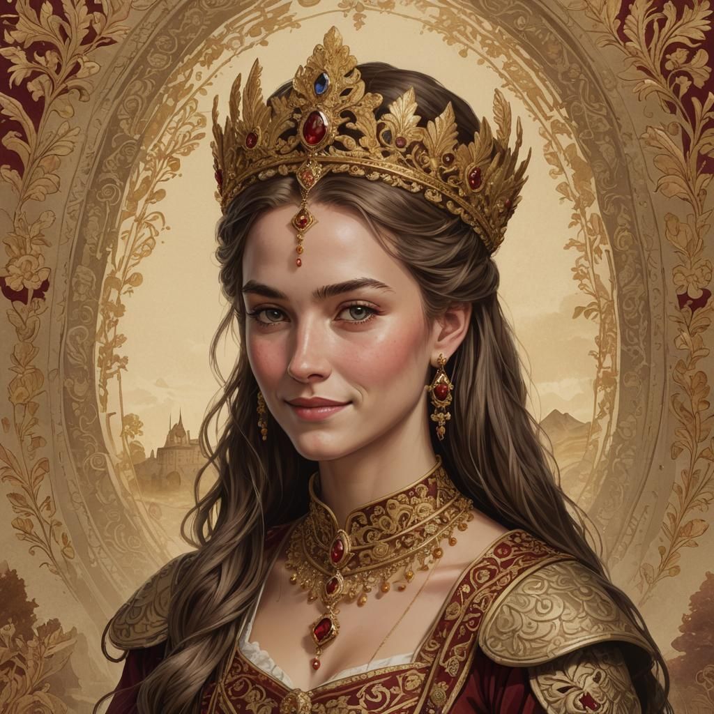 Queen Elfreda Gorpe of Wessex Portrait in Manuscript Style