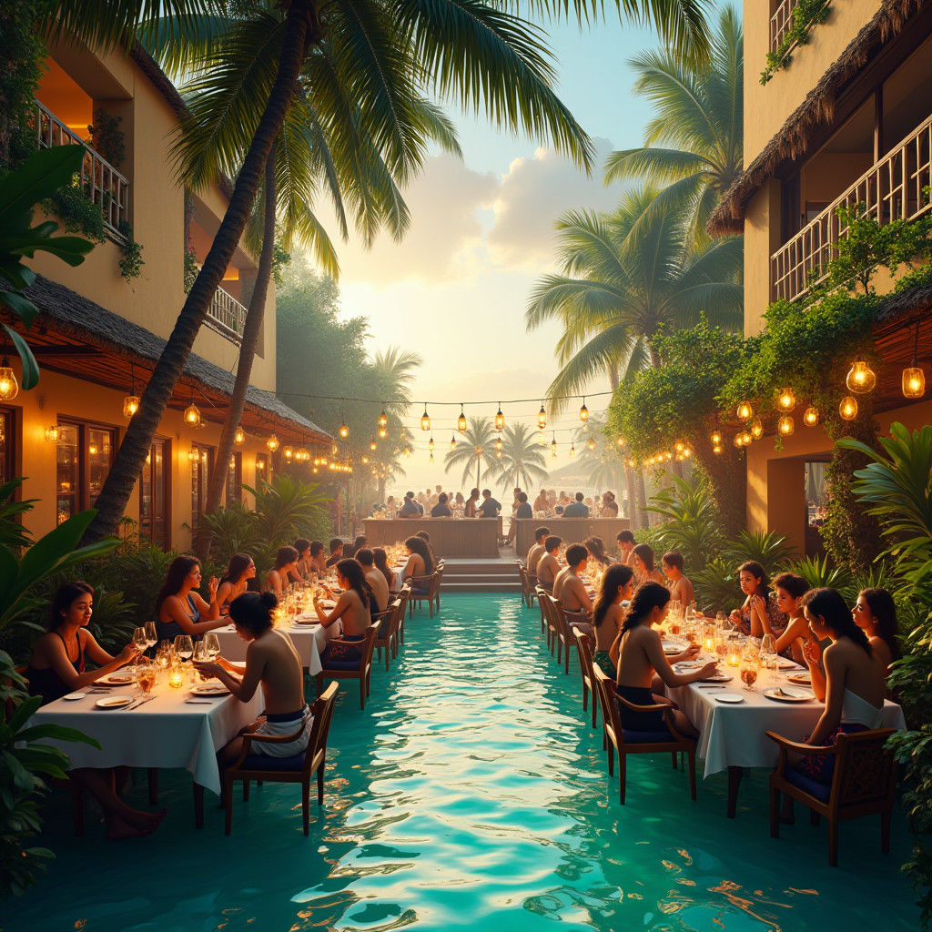 Oasis Taco Bar with Reggae Band in Tropical Paradise