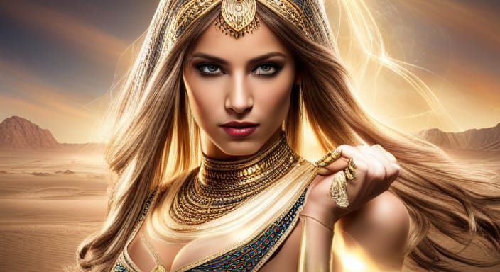 Egyptian Princess Dancing with Golden Sand