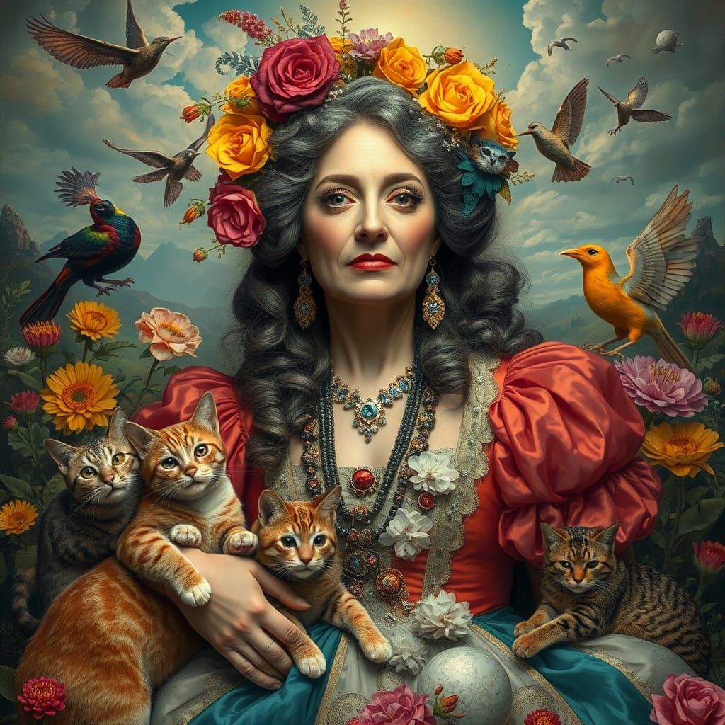 Beautiful Lady in Surreal Baroque Landscape