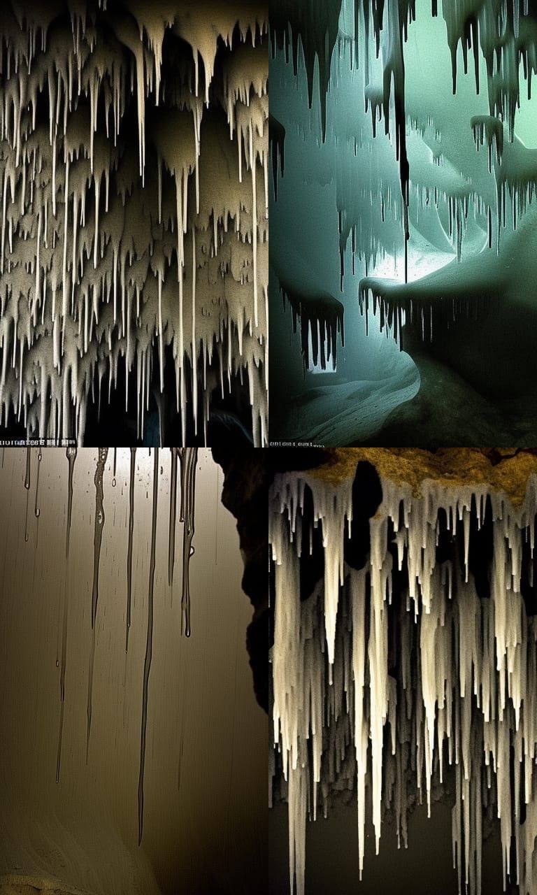 Dark Cave with Dripping Stalactites
