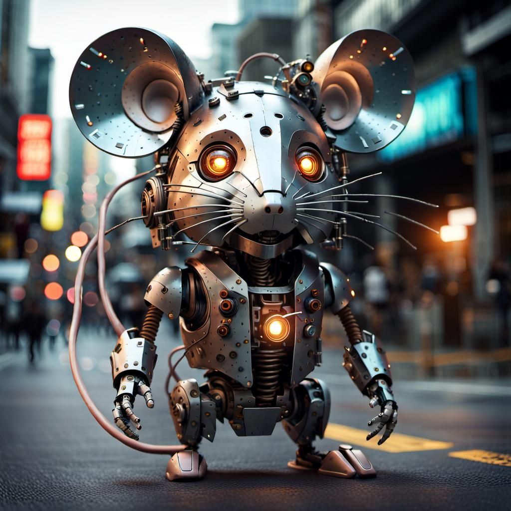 Friendly Robot Mouse in Tokyo: Cell-Shaded Style