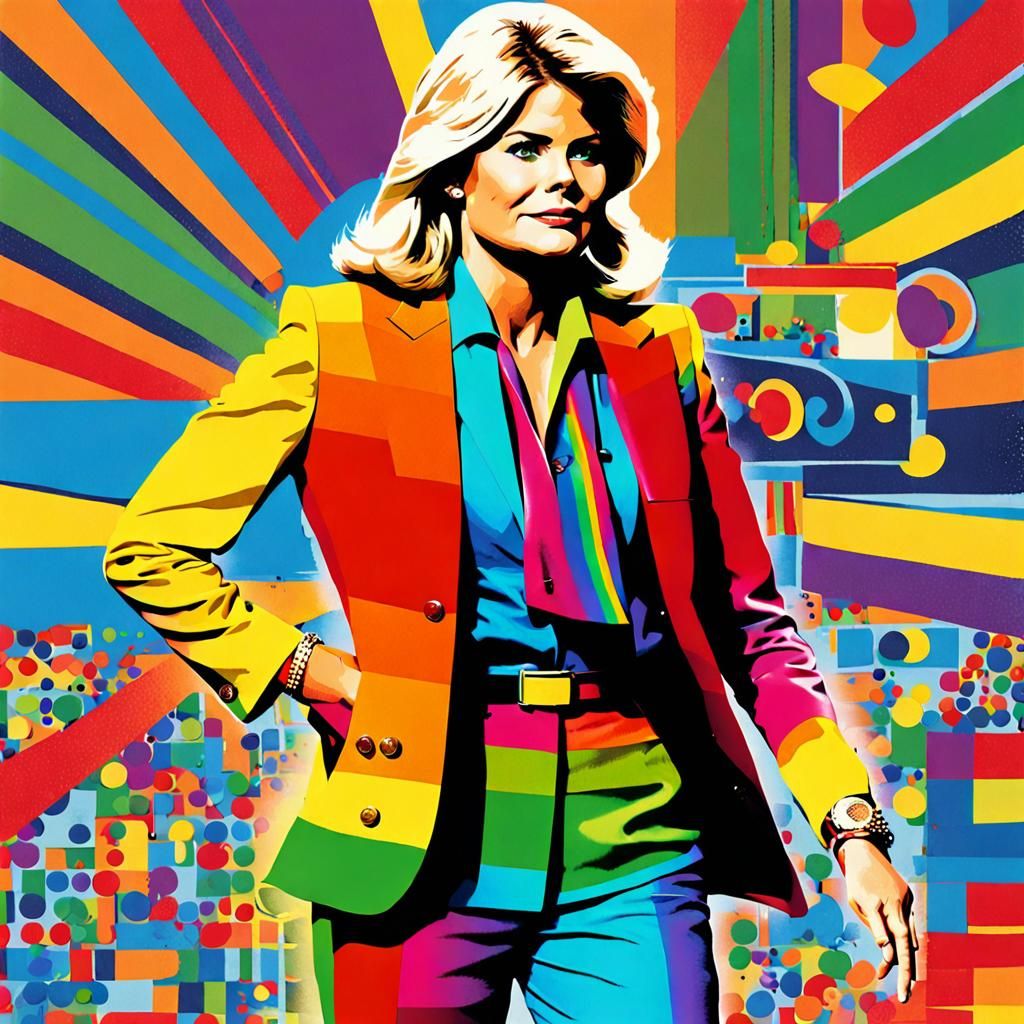 Pop Art of Candice Bergen in Rainbow Suit