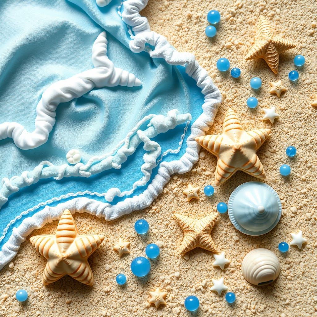 Tactile 3D Beach Design with Satin Ocean Seas
