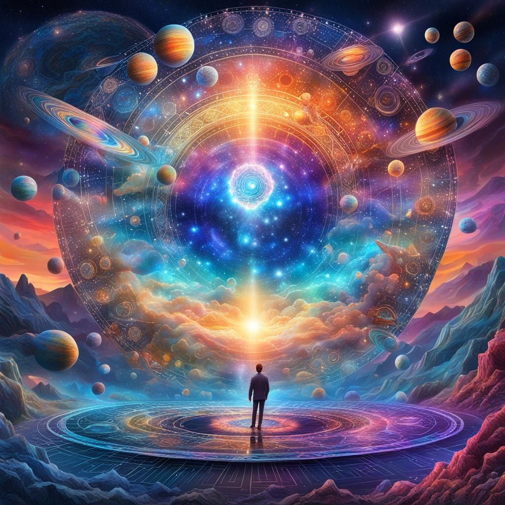 Cosmic Cycle: Holographic Astral Illustration