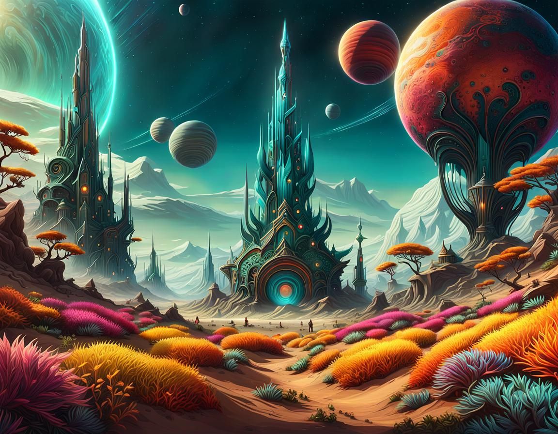 Exotic Alien Lifeforms in Painterly Style