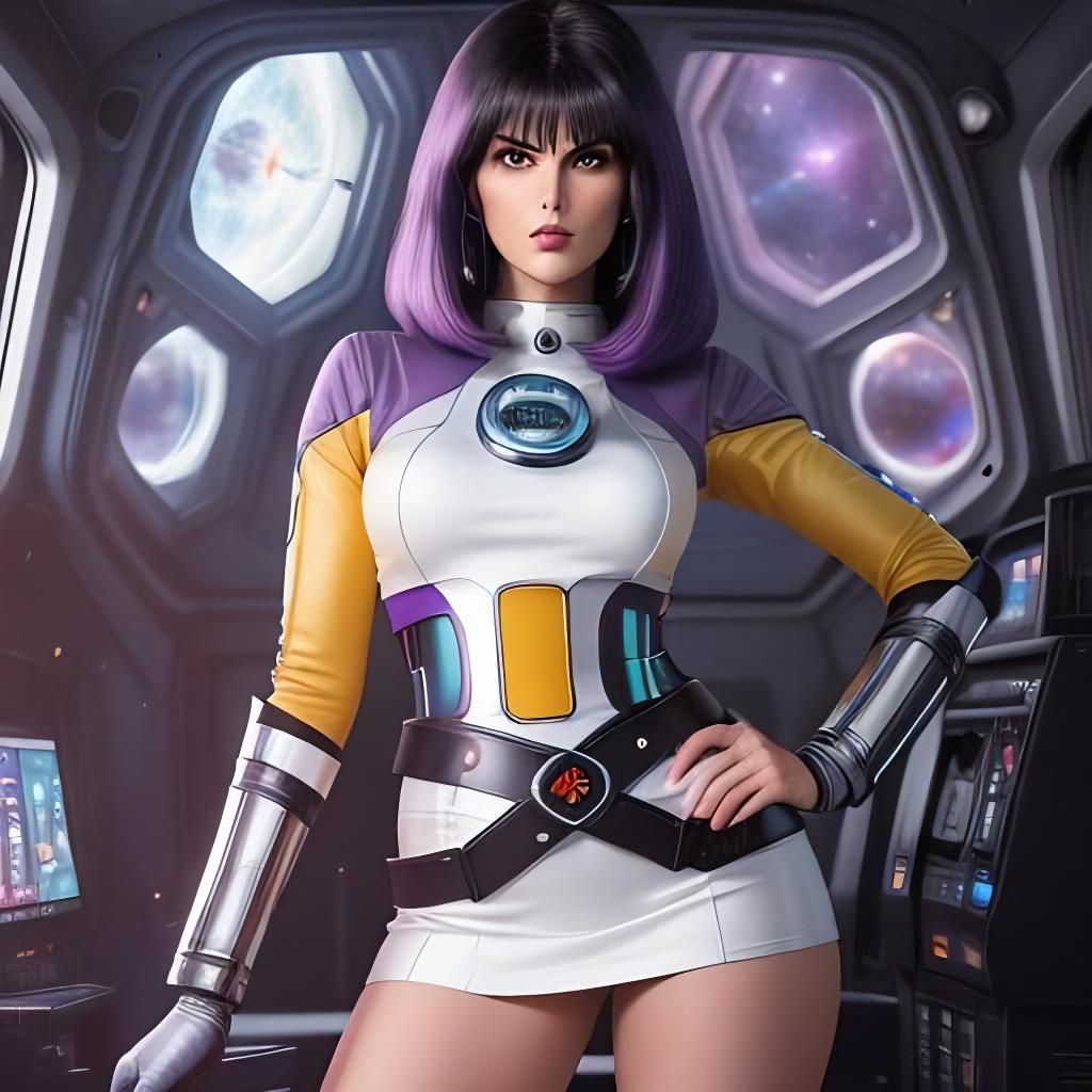 Space Alien Pinup in Retrofuturistic Style