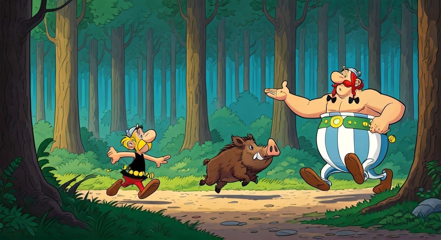 Idefix Chases Boar, Asterix and Obelix Watch