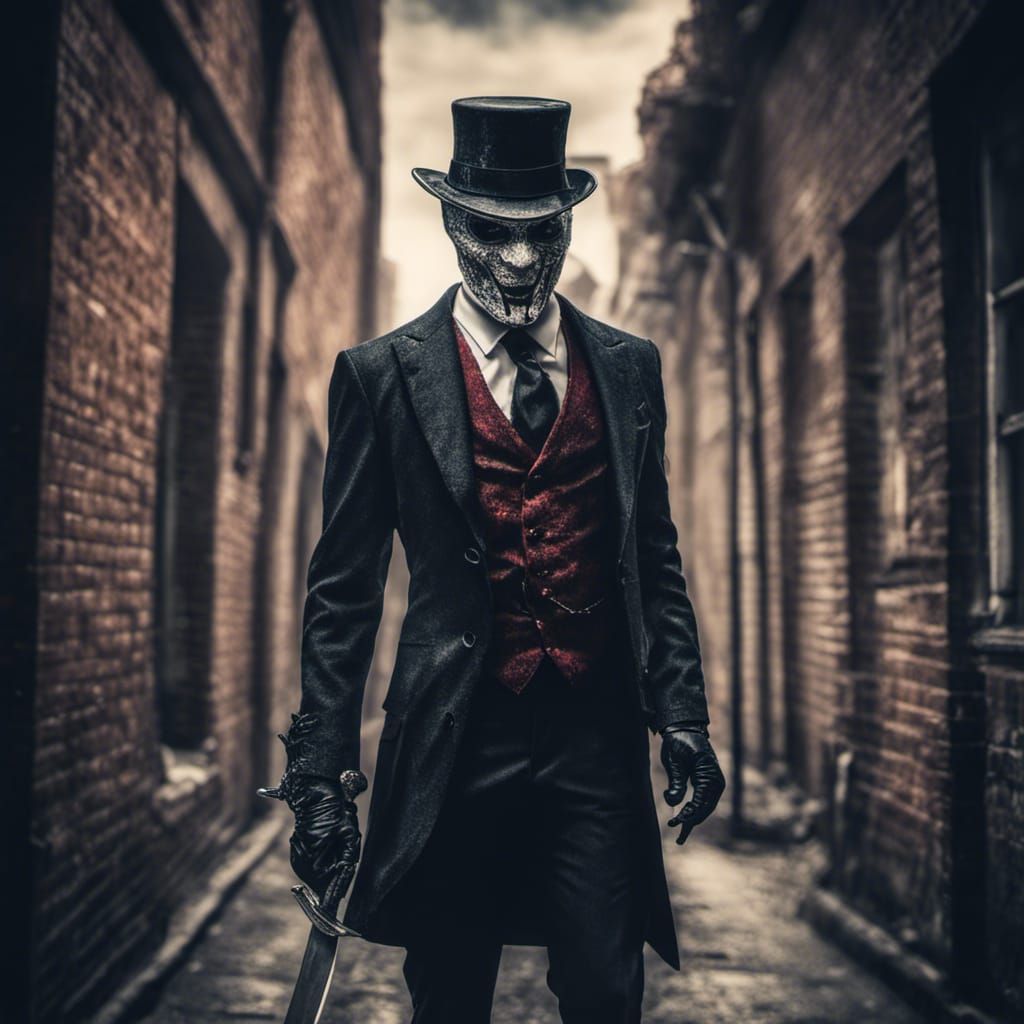 Hyperrealistic Devil Masked Figure in Formal Suit with Katan...
