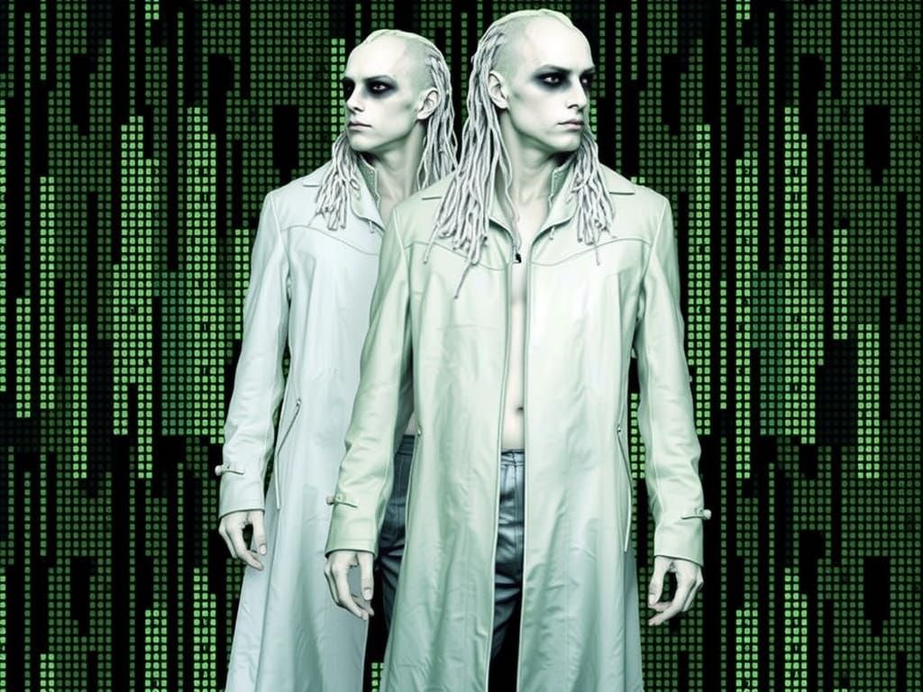 Gaunt Figure in White Leather Suit with Dreadlocks