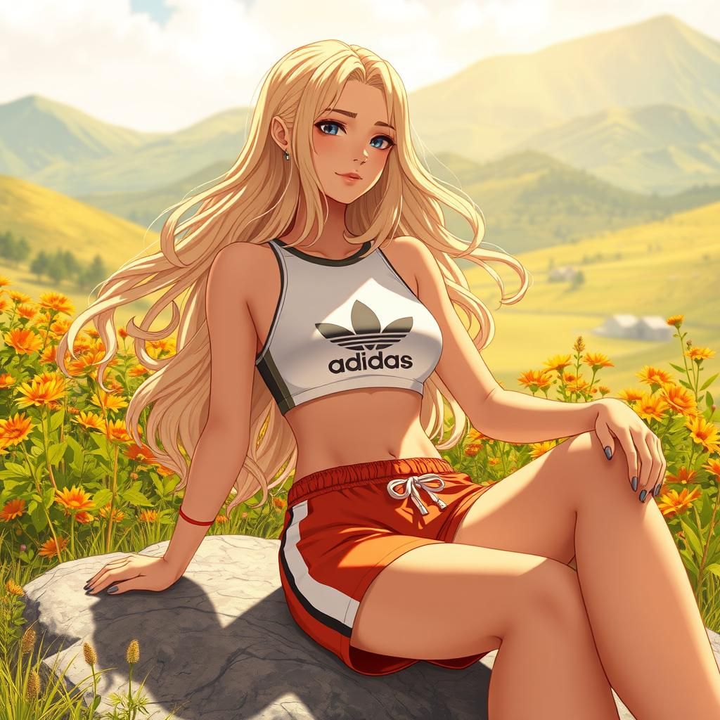 Elegant Soul Reaper Woman in Whimsical Studio Ghibli Landsca...