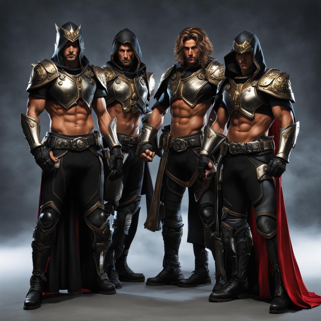 Fantasy Hero Group in Detailed Matte Painting