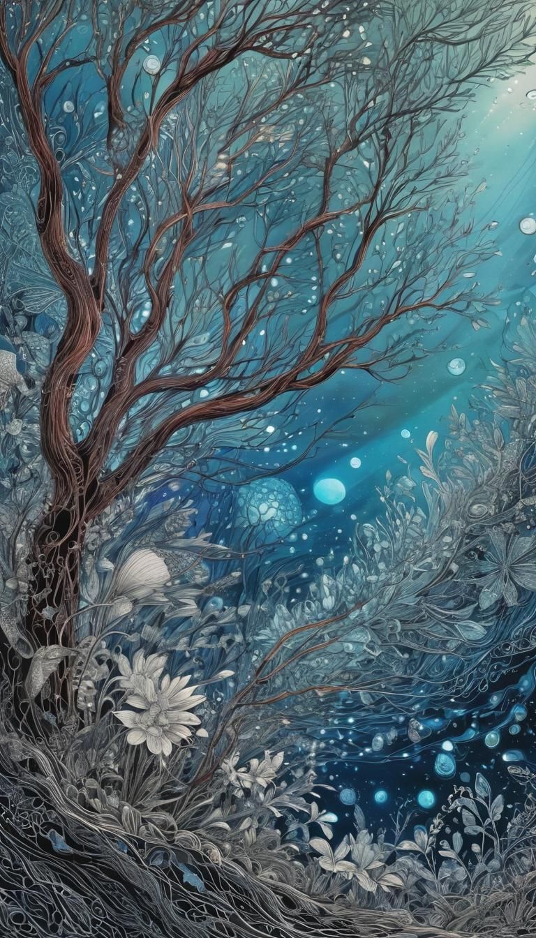 Bioluminescent Ethereal Stunning Beauty Zentangle Hyperdetai...
