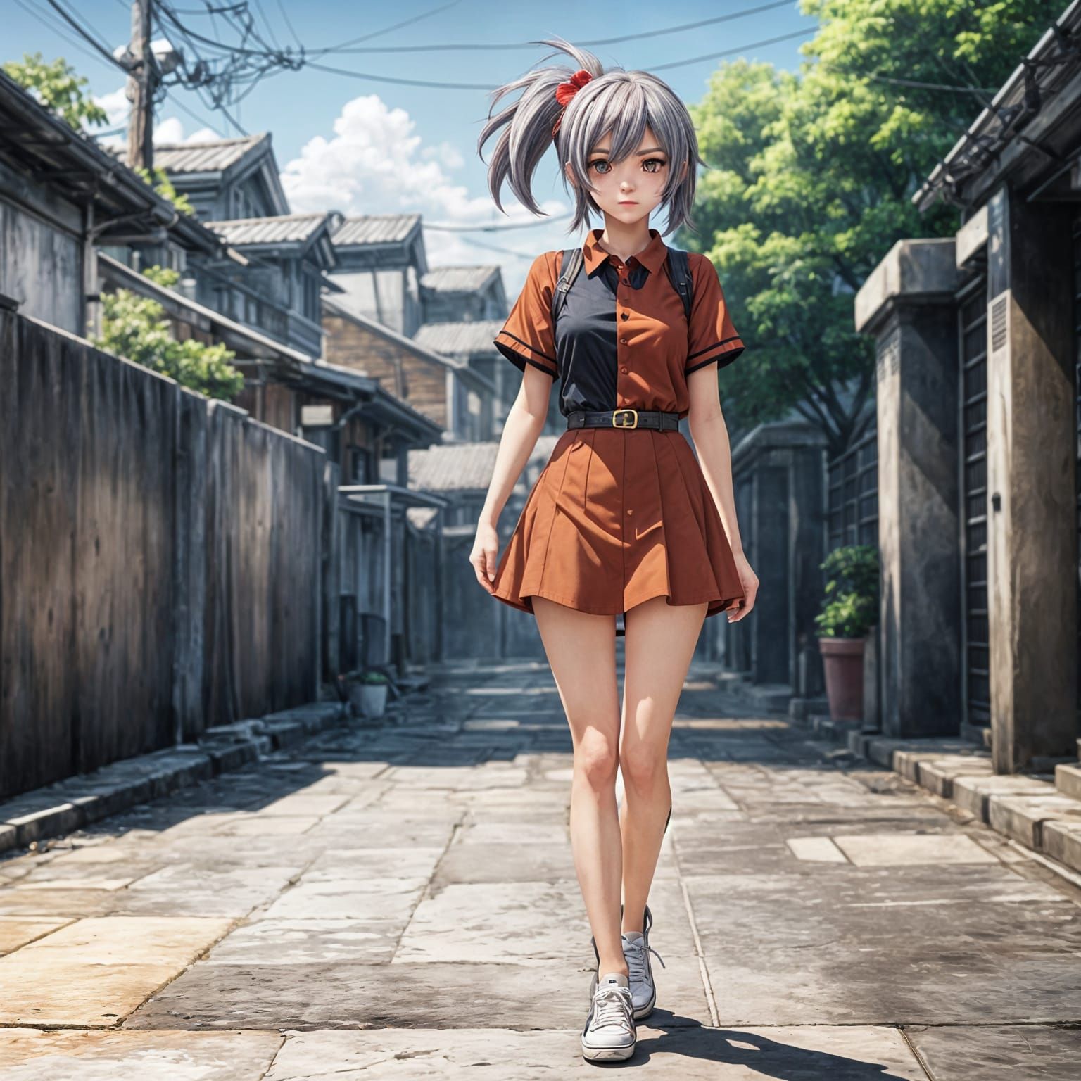 Vibrant Anime Girl in 2.5D Cell Shaded Style