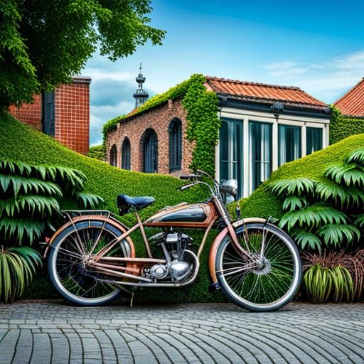 Vines Enshroud Classic Bike in Atmospheric Cityscape