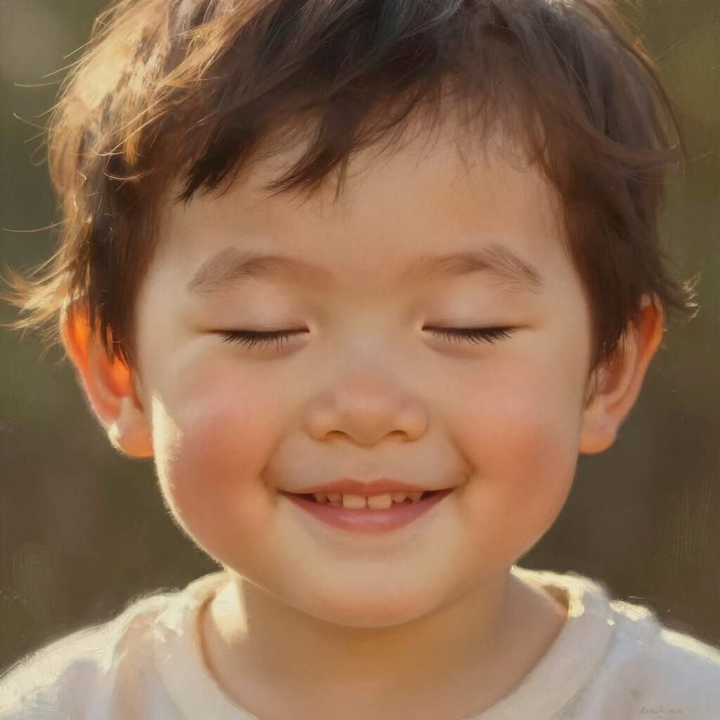 Joyful Child Portrait With Warm Backlighting