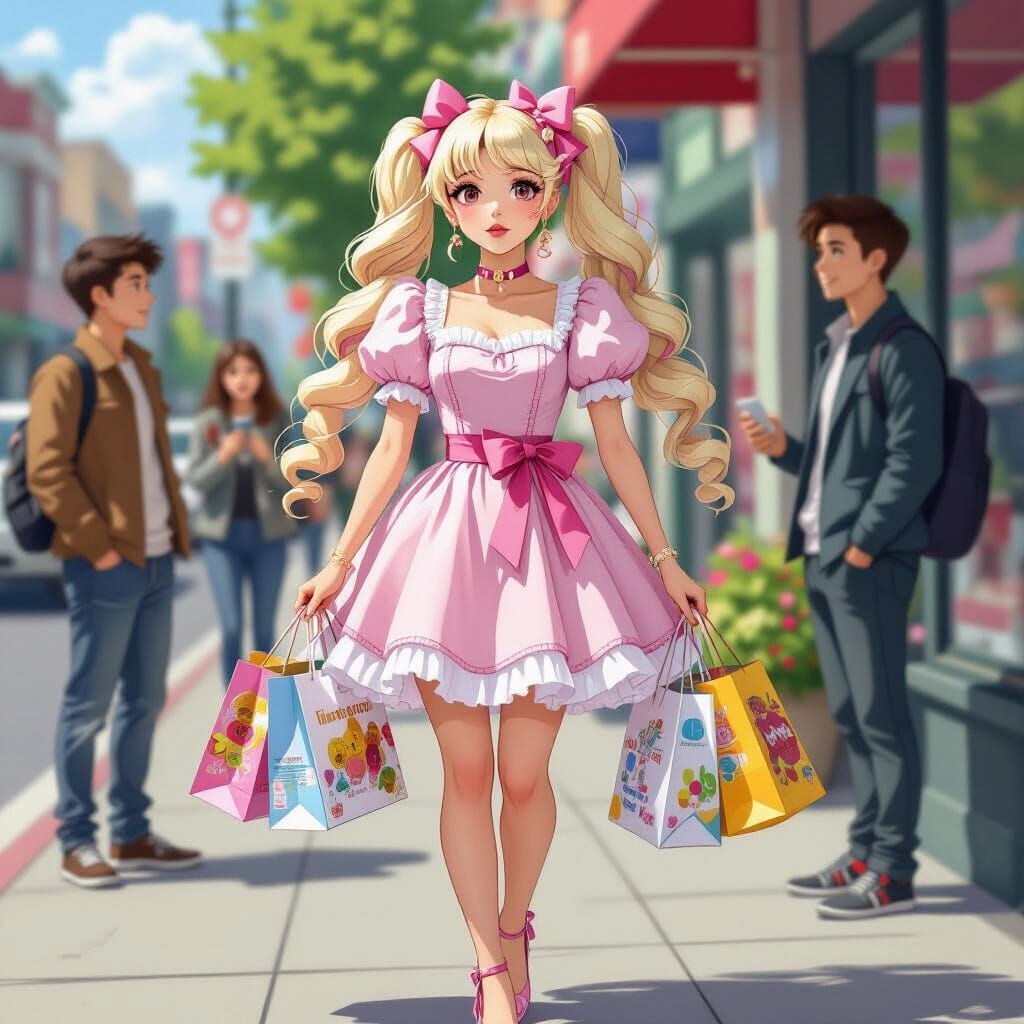 Young Man in Vintage Dress on Street