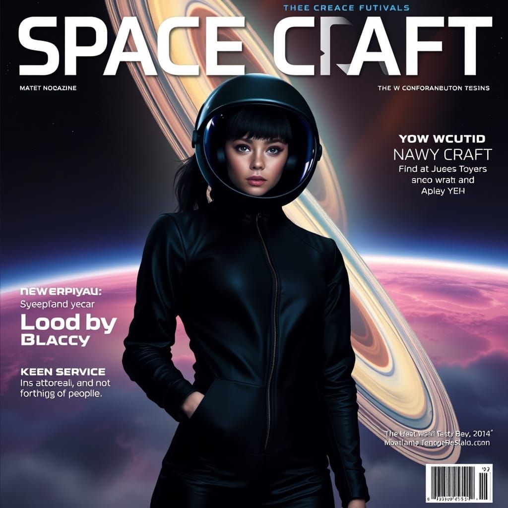 Futuristic Magazine Cover with Saturn Backdrop