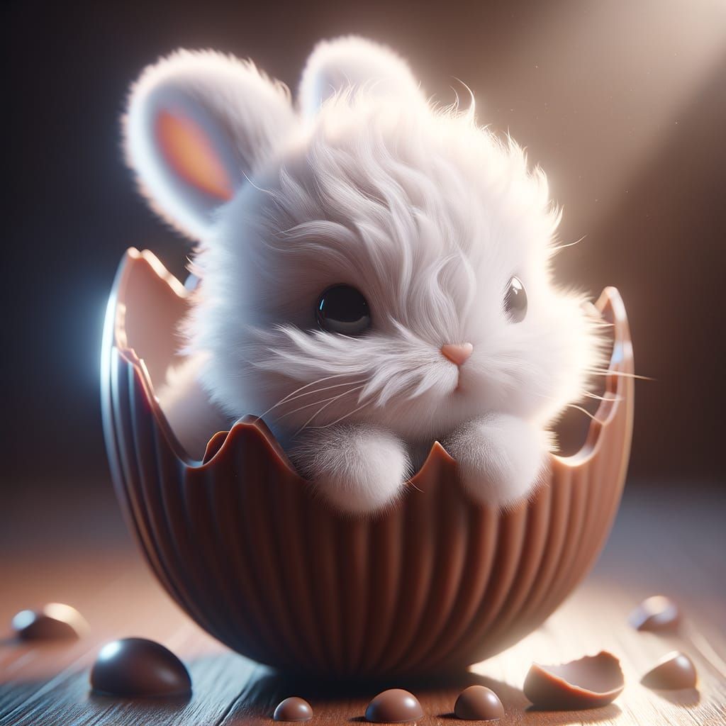 Adorable Claymation Easter Bunny in Chocolate Egg