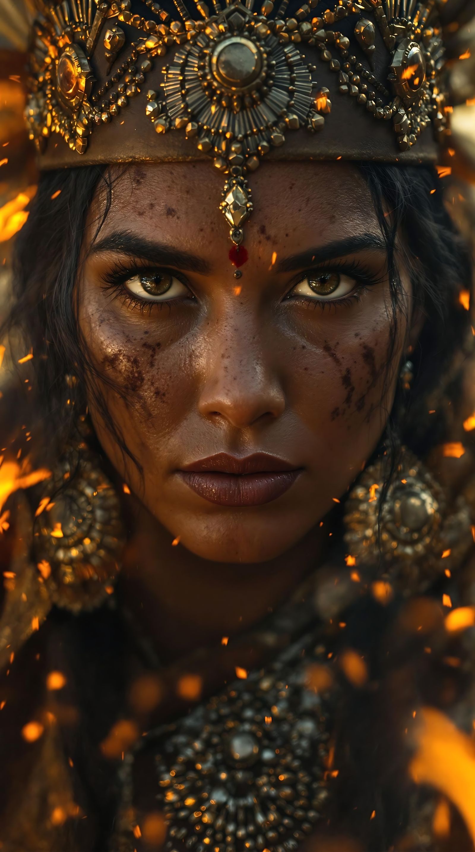 Regal Warrior Queen Amidst War's Fury