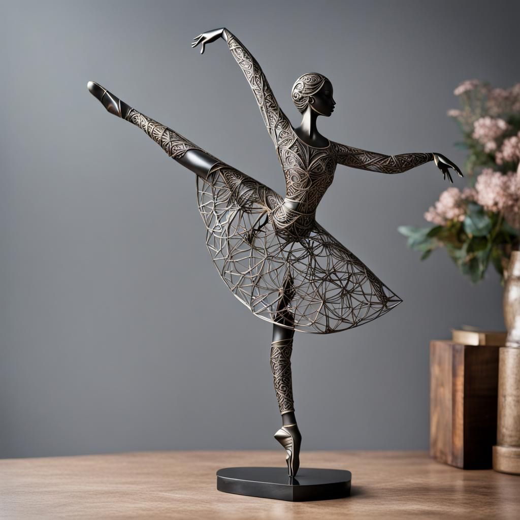 Ballet Dancer Sculpture crafted from metal